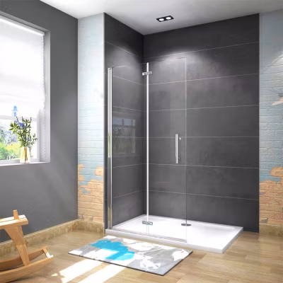 Paroi de douche pliante en Chrom 75×185 cm – 6mm verre anticalcaire – paroi pivotante et pliante