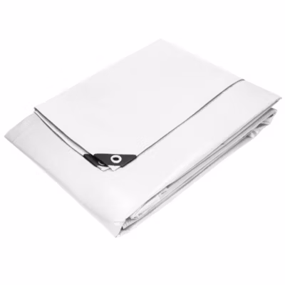 Bâche de couverture étanche protection en PE avec oeillets 2×3 m 180 g/m² blanc