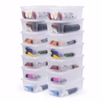 Iris Ohyama, Petite Boite de Rangement Multi-Usages, 5L, Lot de 14, Transparent, MCB-5