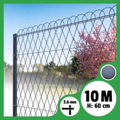 Bordure parisienne ronde longueur 10m – Gris Anthracite, 60cm, 3.6mm