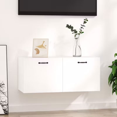 812939 vidaXL Armoire murale Blanc brillant 80x35x36,5 cm Bois d&rsquo;ingénierie