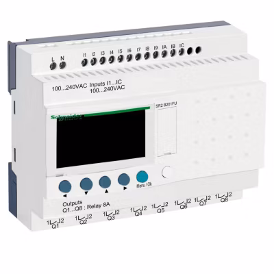 Sr2b201fu Schneider – Automate Zelio Logic – Relais Intelligent 20e/s 100 à 240vca – Horloge + Afficheur
