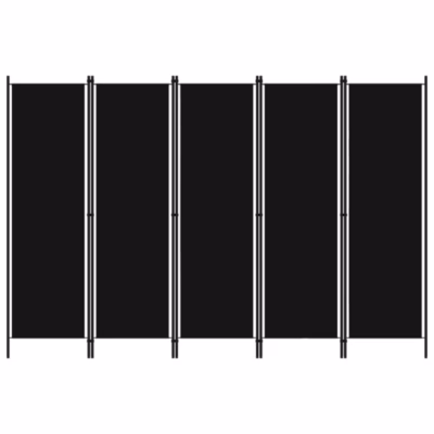 Cloison de séparation 5 panneaux Noir 250×180 cm vidaXL