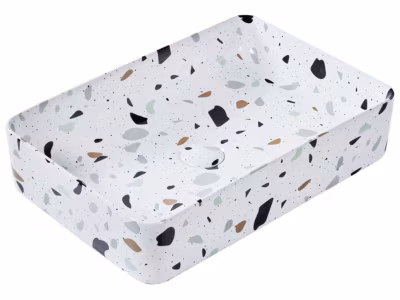 Vasque à poser NULES 61 x 35 cm Céramique Terrazzo blanc