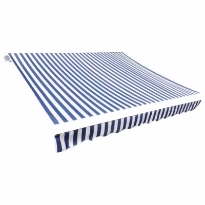 vidaXL Toile d&rsquo;Auvent Bleu Blanc 450×300 cm Voile d&rsquo;Ombrage Protection Soleil 143700