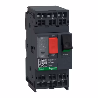 Gv2me103 – Disjoncteur Moteur Schneider Gv2me – 4 à 6,3a – 3p 3d – Déclencheur Magnéto-thermique Avec Bornes Automatiques