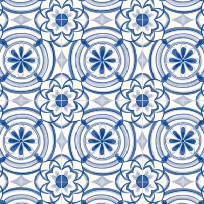 Sol Vinyle Textile carreaux Andalousie bleu – Rouleau de 3m x 15m