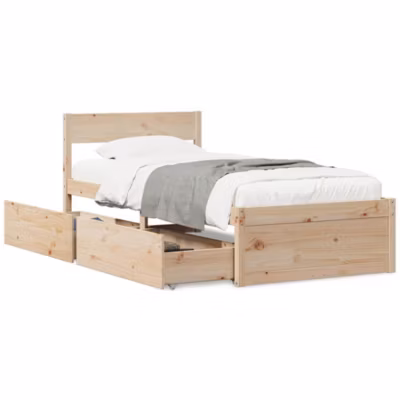 Lit simple, Lit adulte, Cadre de lit sans matelas 90×190 cm bois de pin massif