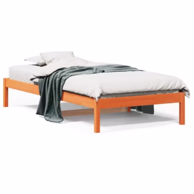 Lit simple, Lit adulte, Lit de jour sans matelas cire marron 90×190 cm bois pin massif