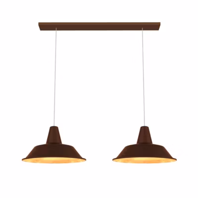 LUMICOM – DUNA TRACK Suspension, 2XE27, max 42W, métal, marron corten/feuille d&rsquo;or, D.35cm