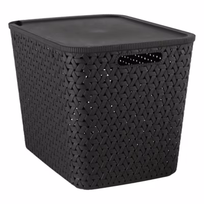 Panier Tressy en plastique noir 28L – Noir- 5five
