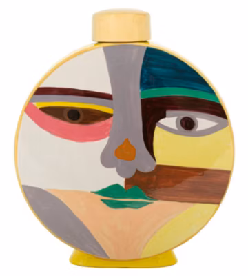 Vase en céramique multicolore avec couvercle 28x9x33 cm