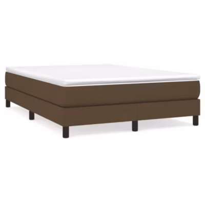Lit double, Lit adulte, Cadre de lit à ressorts marron foncé 140×190 cm tissu