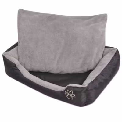 Lit pour chiens avec coussin rembourre noir Helloshop26