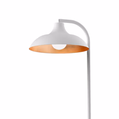 LUMICOM – PARIGINA Lampadaire, 1X E27, max 42W, métal, blanc mat/feuille cuivre, D.30cm x H.165cm