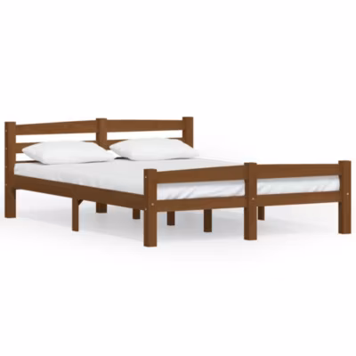 Lit double, Lit adulte, Cadre de lit sans matelas marron miel pin massif 140×200 cm