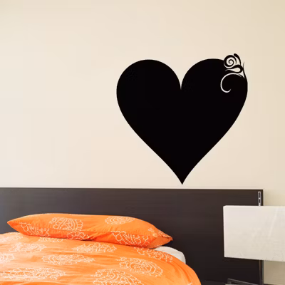 Sticker ardoise tableau noir – stickers muraux adhésif effaçable – DESIGN COEUR CLASSIQUE – 40x40cm