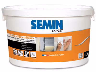 Colle Tout Matériaux Semin, Prêt à l&rsquo;Emploi, Intérieur/Extérieur, Seau de 5 kg