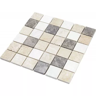 Mosaïque Travertin – Mix Gris – 4.8 x 4.8 cm