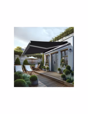 Store banne monobloc MEILE 4,20 x 3,00m (Manuelle – Gris foncé – Blanc)