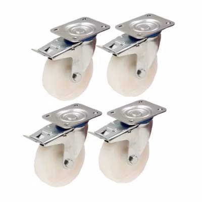 150mm 6&Prime; inch nylon castors – heavy duty swivel braked castors set 300kg each –