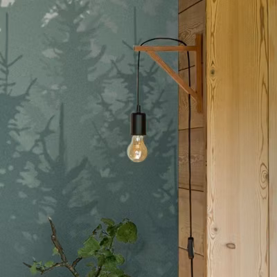 Applique Murale Bois Naturel 22cm pour Ampoule E27 – SILAMP