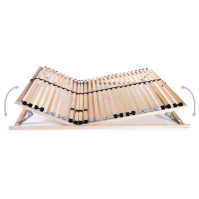 Lit double, Lit adulte, Sommier à lattes sans matelas avec 28 lattes 7 zones 140×200 cm