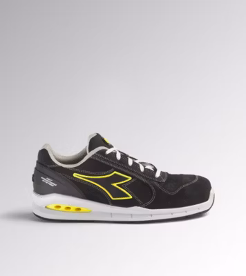 Chaussures de sécurité basses RUN NET AIRBOX LOW S3 SRC Diadora – croûte cuir velours, embout alu 200 J, semelle D-LIGHT
