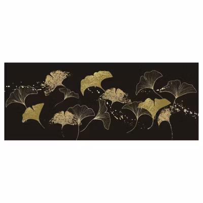 Brise vue design sur fond noir GINKGO, H.2 x L.5 m, 100% occultant, Made in France par Scenolia + kit de fixation offert