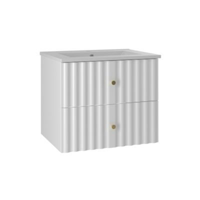Meuble simple vasque encastree 60cm Izae Blanc