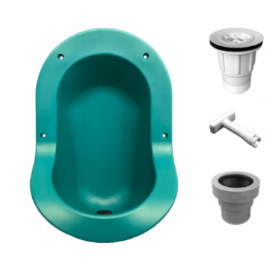Urinoir sans eau encastrable Ti&rsquo;Pi avec kit valve parachute et manchon droit – Polyéthylène – Bleu