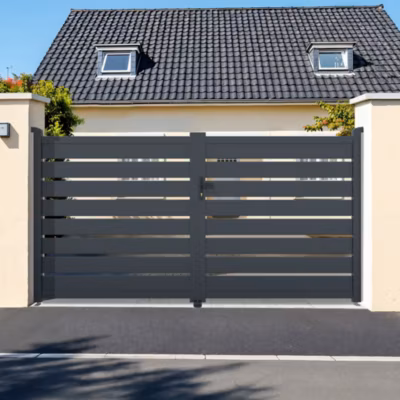 Portail battant 3,5m VOGEL H.160cm aluminium gris