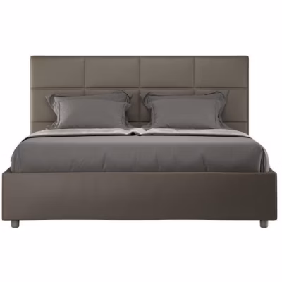 Lit en simili cuir Mika cappuccino avec sommier rembourré 140×190