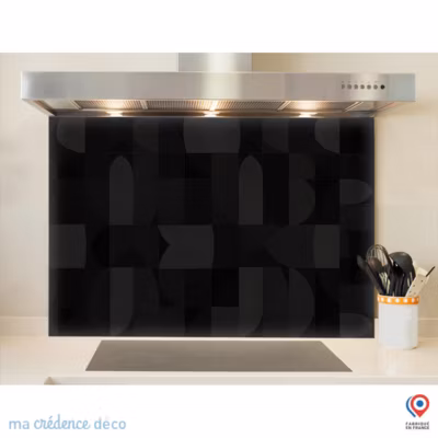 Crédence cuisine fond de hotte Géométriques et peinture 2 – Verre trempé – L 70 cm x H 60 cm – MaCrédenceDéco