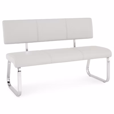 Banc design avec dossier VILAS, en synthétique gris clair