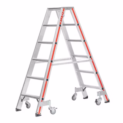 Escabeau double roulant 2×3 marches – Hauteur max. de travail 2,2m – 822406