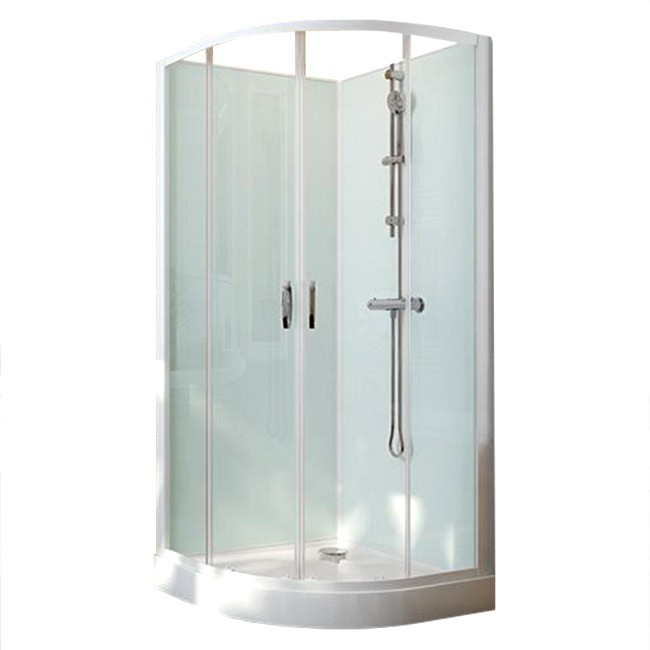 Cabine de douche 1/4 rond 80 cm Iziglass 2 – accès d'angle portes coulissantes LEDA