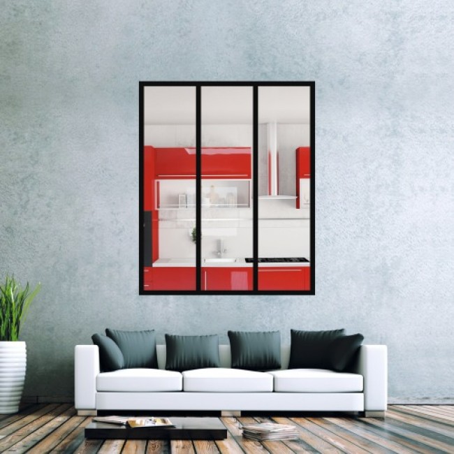 Verrière intérieure 4 carreaux 125 x 135 cm noir Design Production