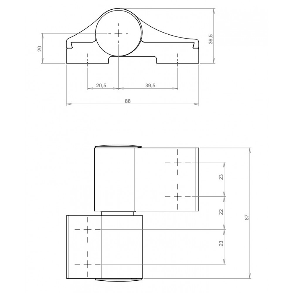 Paumelle en applique à 2 lames DIAM pour porte d'entrée -entraxe 60 mm LA CROISÉE DS