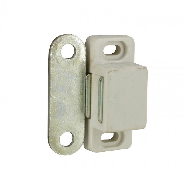 10 loqueteaux magnétiques rectangulaires blancs à visser – force 2 kg Interges