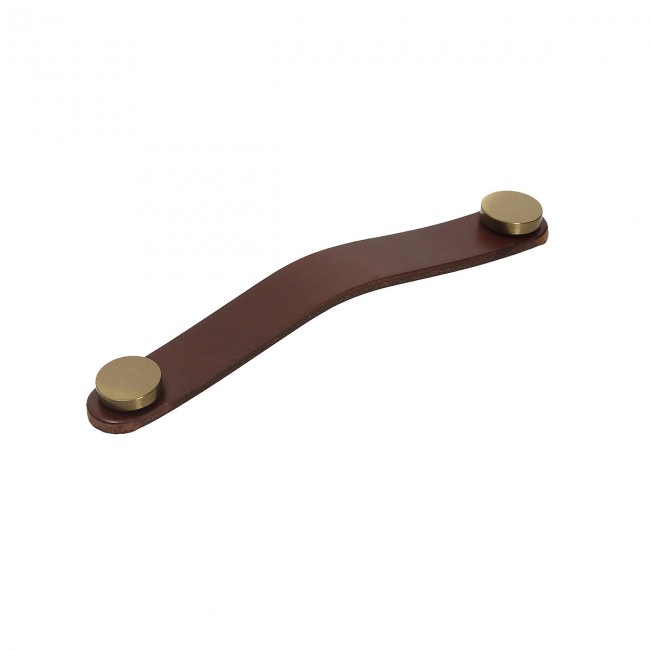 Poignée de meuble en cuir brun CS 220651 entraxe 128 mm Interges