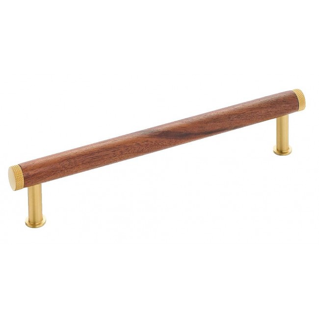 Poignée de meuble en laiton et bois – Qupon – longueur 186 mm METAKOR