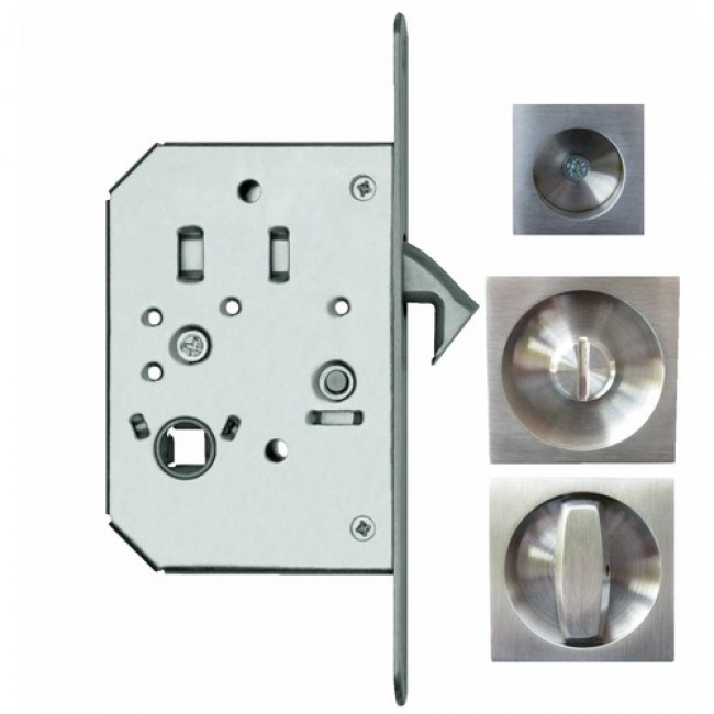 Serrure porte coulissante – condamnation – rosace carrée – inox – EPD KARCHER DESIGN