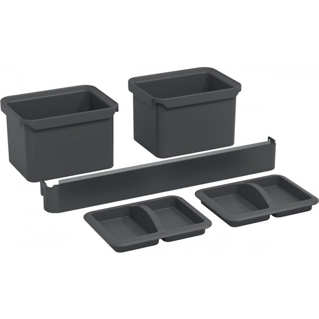 2 boîtes de rangement avec couvercles et support pour rail K-Line Side KESSEBÖHMER
