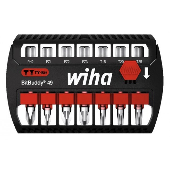 7 embouts longs TY Phillips/Pozidriv/Torx et porte-embouts Bitbuddy WIHA